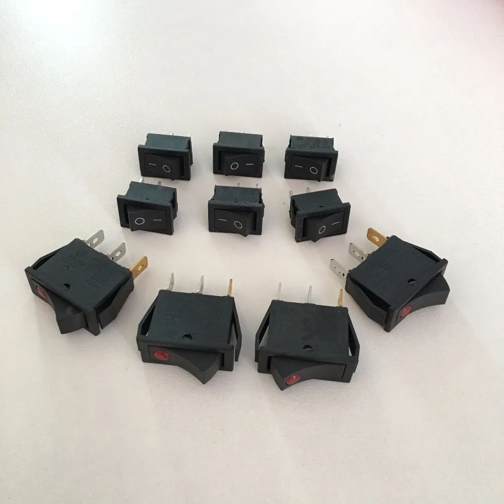 

Black 4 pcs 31x14mm Red Light 2 Position 3 Pin SPST Boat Rocker Switch + 6pcs 21x15mm On/Off 2 Position 3 Pins Rocker Switch