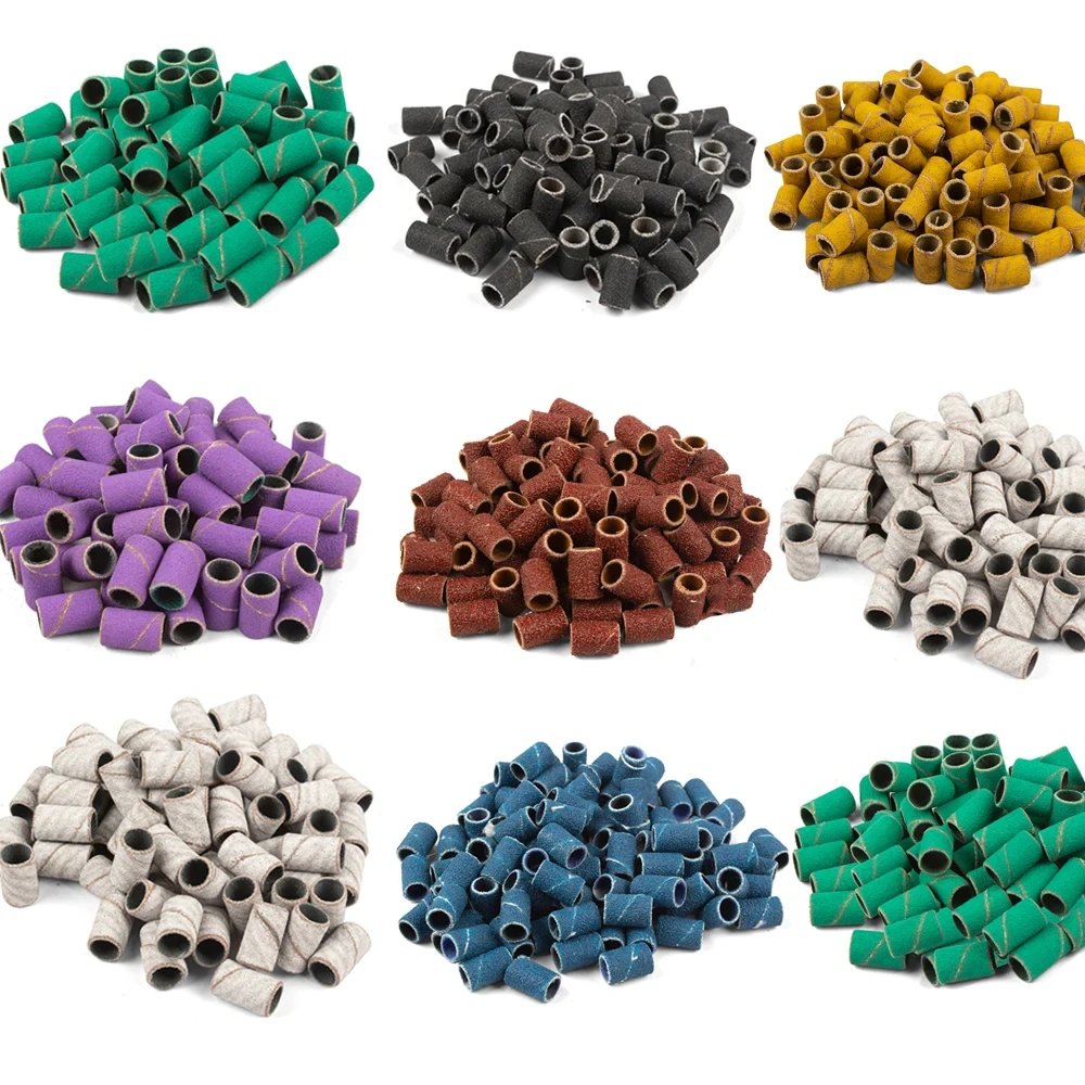 100pcs Nail Drill Bits Sanding Bands for Nail Drill File Grinder Sander Band Set for Acrylic Nails Gel Removing Pedicure Tool