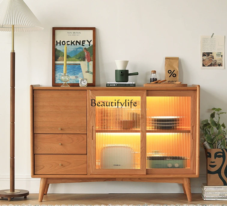 

Solid Wood Dining Side Chest of Drawers Japanese White Oak Living Room Storage Cabinet