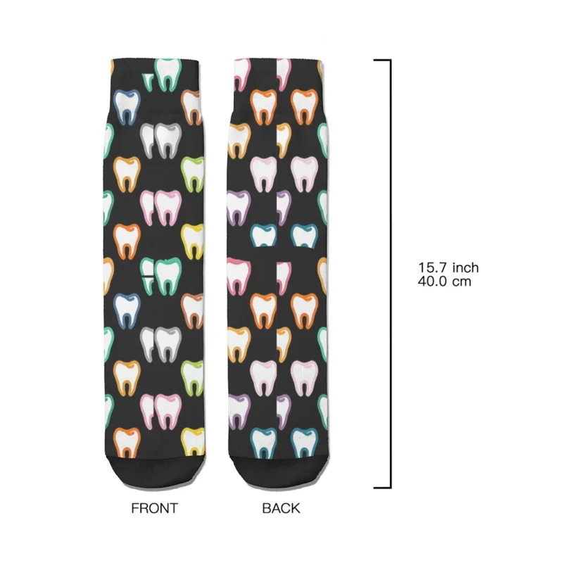 Y2K Rainbow Dental Valentines Men'S Socks Retro Funny Teeth Hip Hop Crazy Crew Sock Gift Pattern Printed