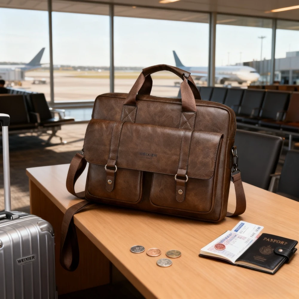 حقيبة رجالية فاخرة مصممة حقيبة يد ذات سعة كبيرة 15.6 بوصة حقيبة كمبيوتر محمول للرجال حقائب سفر عبر الجسم حقيبة كتف #2
