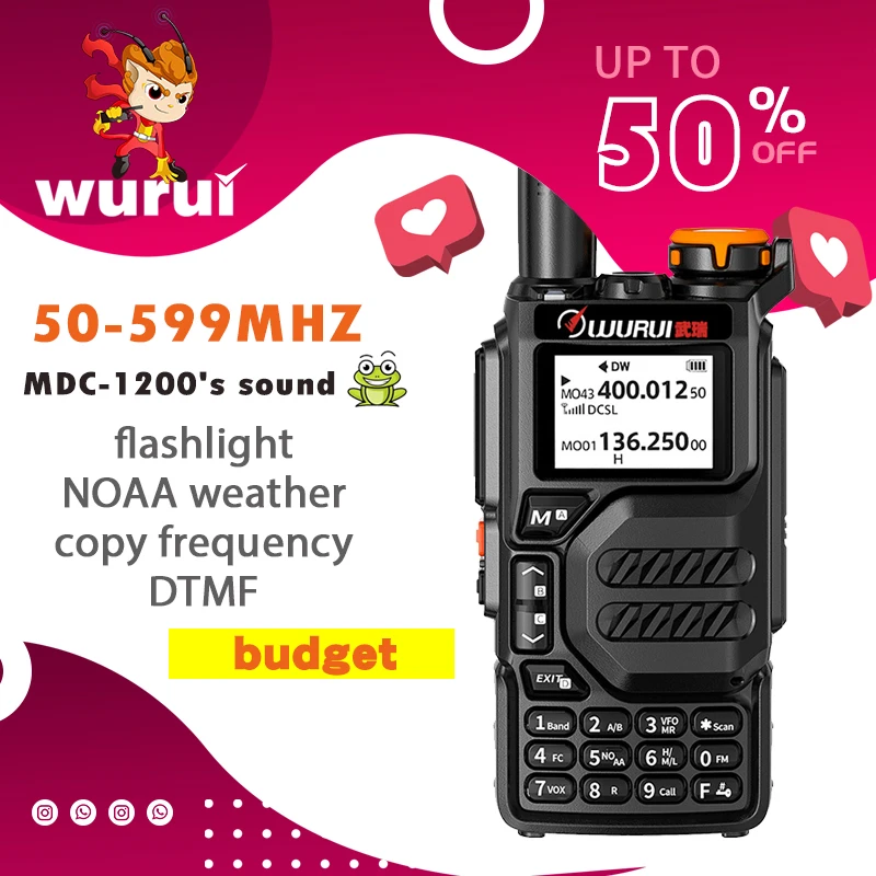 Wurui K5 budget air band walkie talkie scanner ham radios Two-way radio communication profesional Amateur long range uhf vhf FM