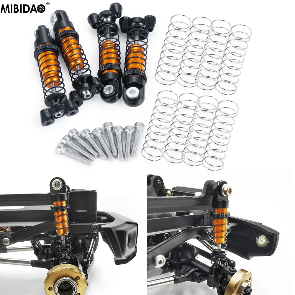 MIBIDAO 4Pcs Front & Rear Shock Absorber Shorten Damper For Kyosho Mini-Z 4X4 1/18 Jimny 1/24 Jeep Wrangler Hilux RC Crawler