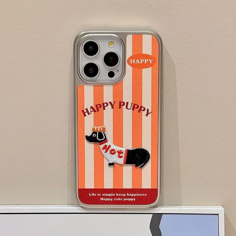 Case Compatible for IPhone 7Plus 13 12 15 11 14 16 Pro Max XR X XS Max 16 15 7 8 Plus Cartoon Creative Dachshund Cute Puppy Case