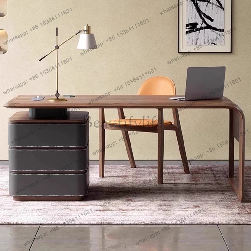 

Medieval minimalist desk designer study home desk premium walnut color