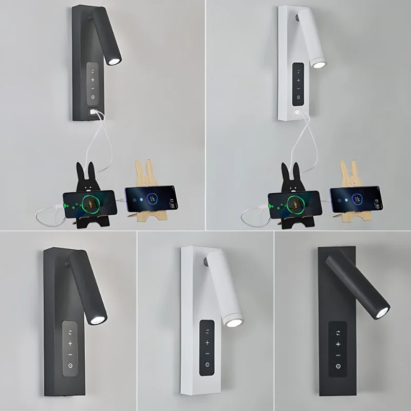 

Dimmable Bedside Wall Light 2 USB Charging Tri Color Light wall Lamp with Switch AC85-265v LED Spotlight for Living Room Bedroom