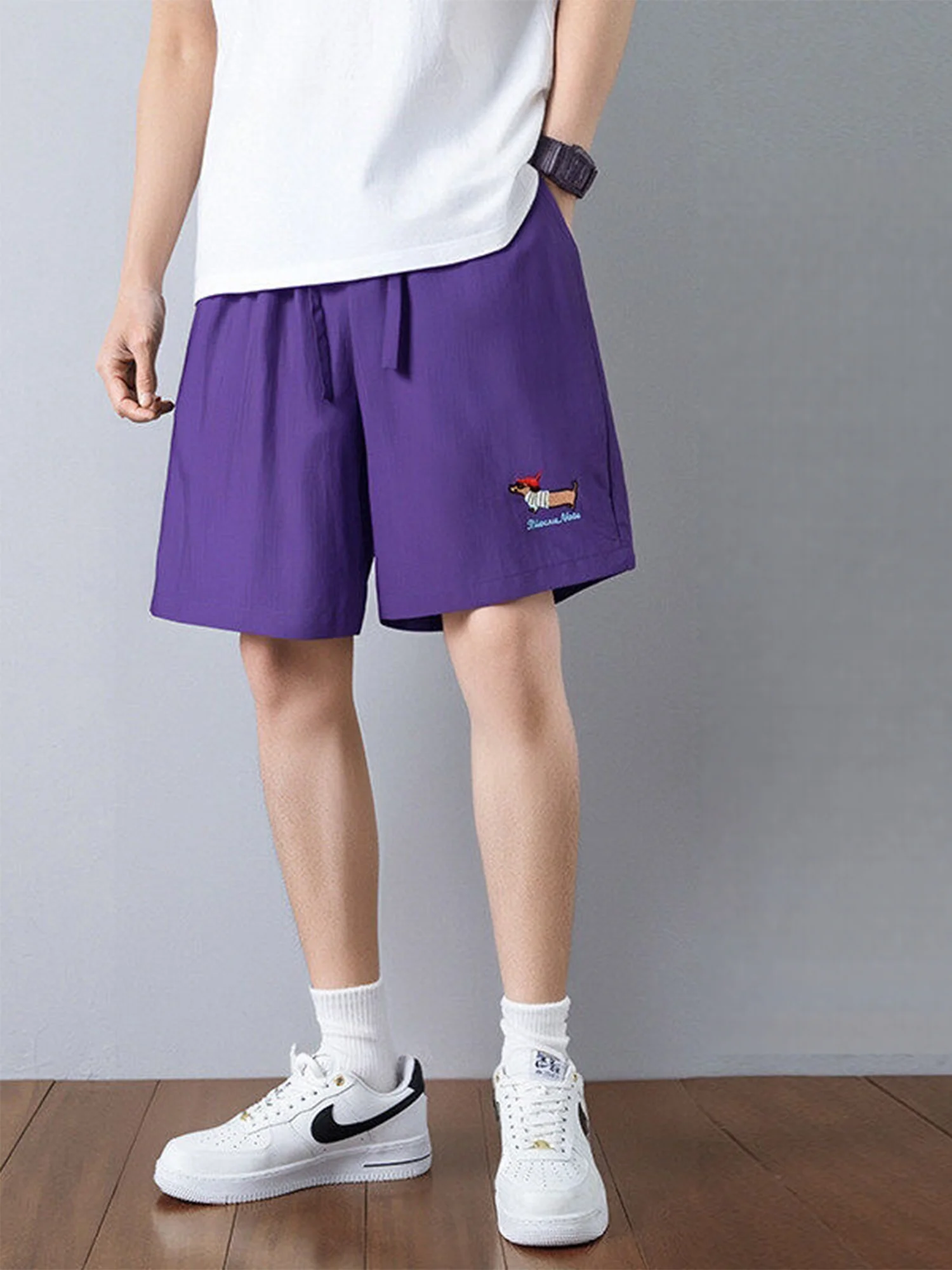 

Qui Dry Sport orts for Men Ice Silk Thin Straight Casual Mid-Length Summer orts Youth Faion Brand Dry Clean Only