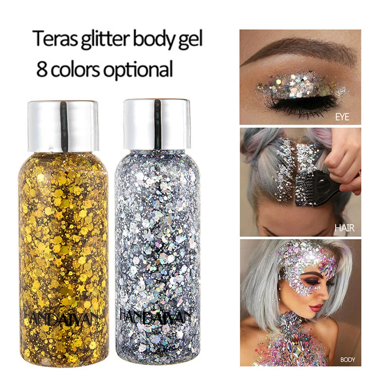 Shiny Gel Mermaid Sequins Eye Glitter Nail Hair Body Face Glitter Eyeshadow Theatrical Makeup Festival Party Cosmetic Decoration