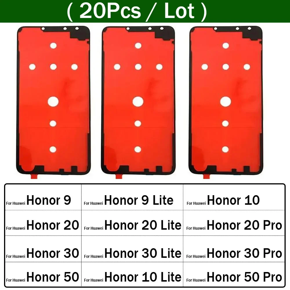 

20 шт., задняя крышка батарейного отсека, наклейка на дверь, клейкая клейкая лента для Huawei Honor 9 10 20 20i 30 50 Pro Lite, запасные части
