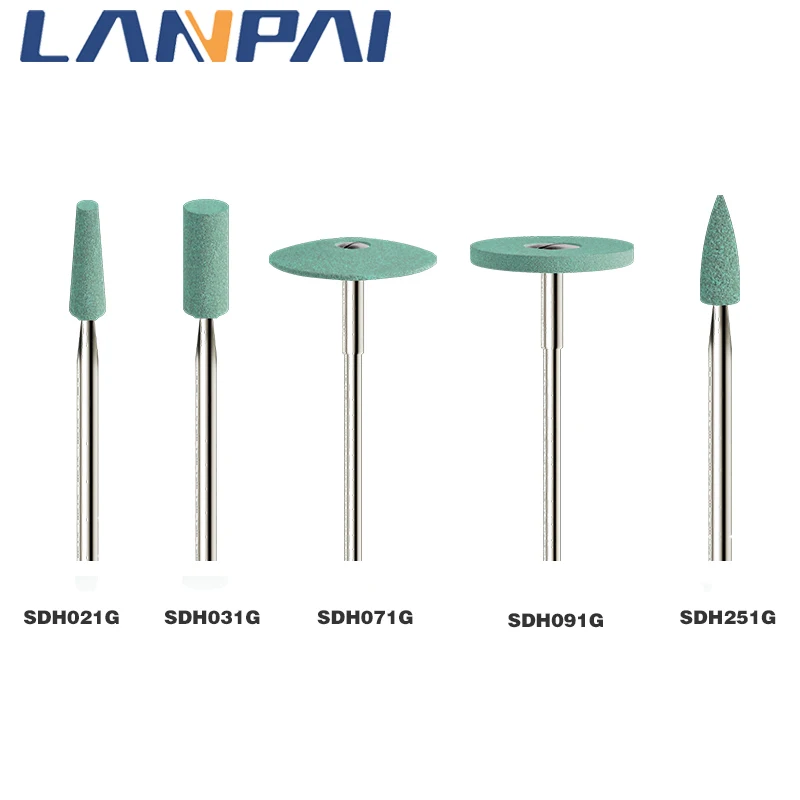 Lanpai 3pcs Dental Polisher Ceramic Diamond Grinding Head Polishing Stone Zirconia Ceramics Laboratory Tools Crowns Polisher