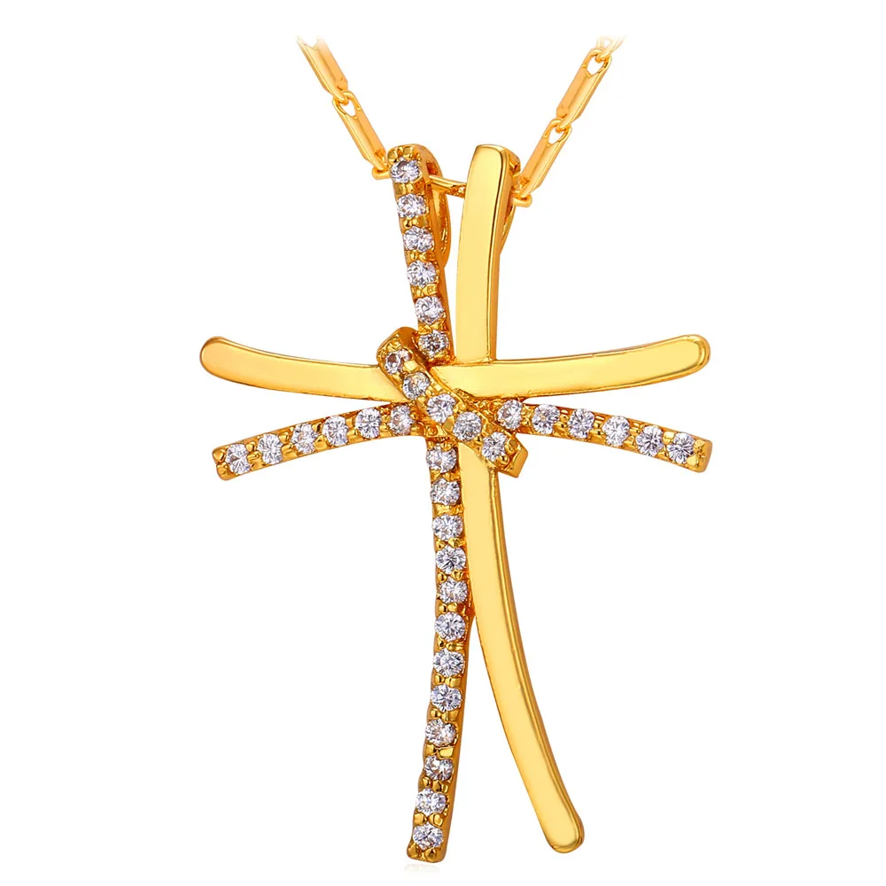 Collare Cross Embrace Necklaces Crystal Cross Pendant Necklace Women Jewelry P227