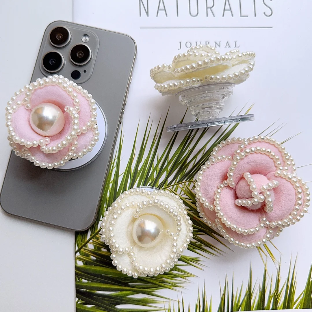 

Luxury Magnetic pearl flower Phone Holder Foldable Socket Grip Tok holder For IPhone Samsung Safe Ring Finger Expanding Stand