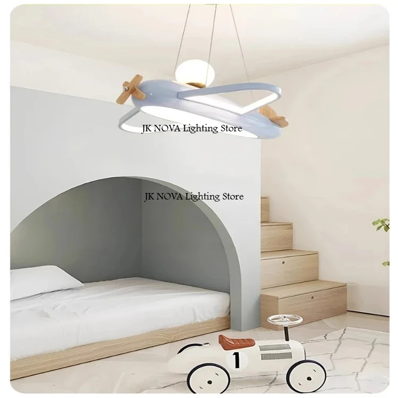 ضوء قلادة لغرفة الأطفال على شكل طائرة كريمية لغرفة الأولاد والبنات، ضوء حماية العين الكرتوني الإبداعي #3