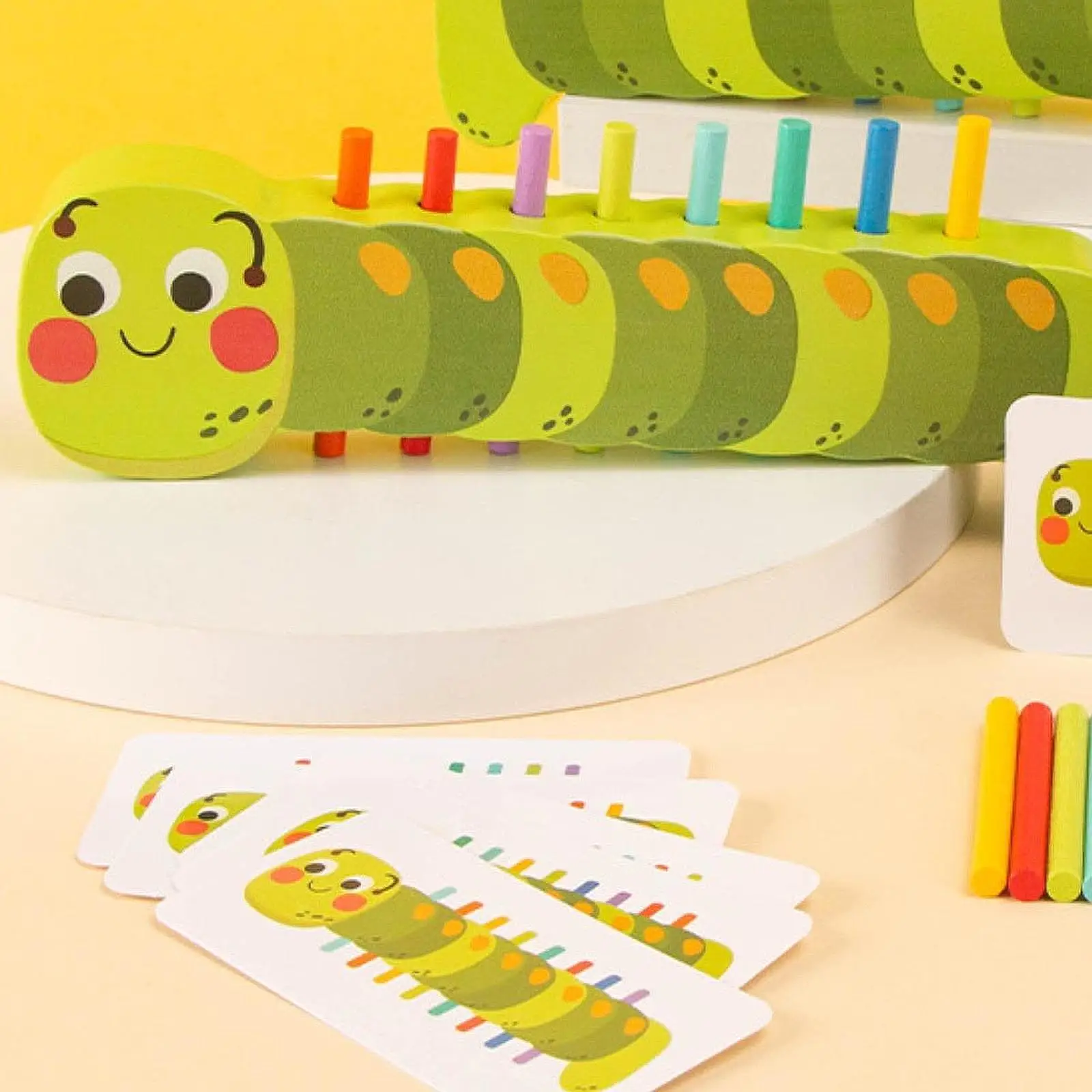 木製毛虫カラーマッチングおもちゃ色分類早期教育感覚教育玩具子供のためのパーティーの好意