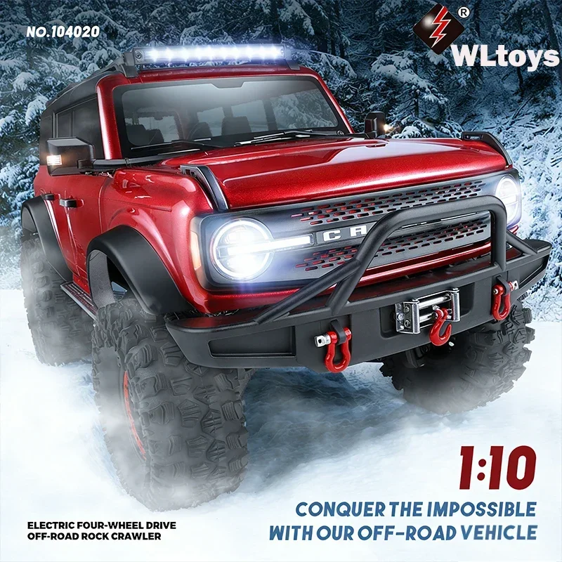 WLtoys 1/10 Scale 104020 High-Speed 2.4G 4WD RC Car with 550 Motor Remote Control Off-Road Rock Crawler Toy for Kids And Adults