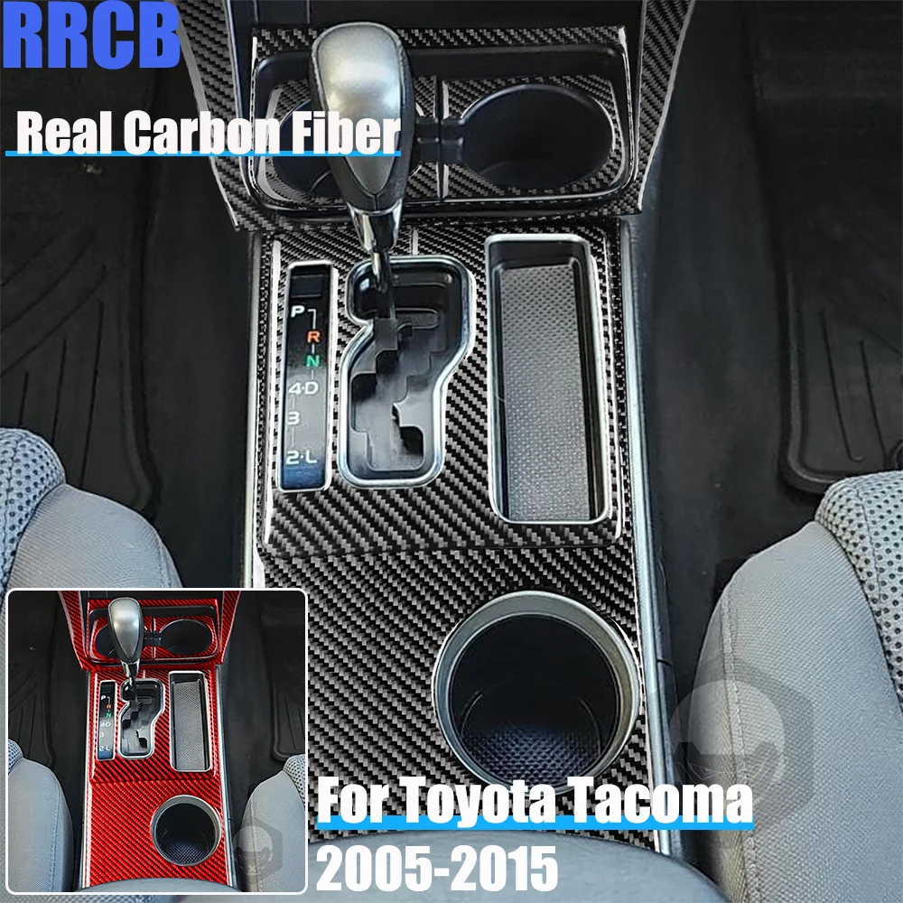 

Real Carbon Fiber Car Accessories Center Console Gear Shift Set Decorative Trim Soft Cover Sticker For Toyota Tacoma 2005-2015
