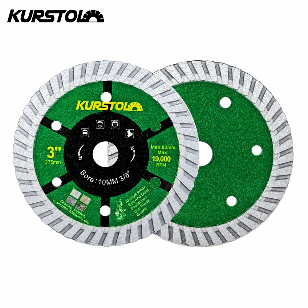 KURSTOL Concrete Cutting Disc Dry 1/2/4pcs 75mm Corrugated Tooth Granite Marble Masonry Clinker Quartz Stone Diamond Saw Blade