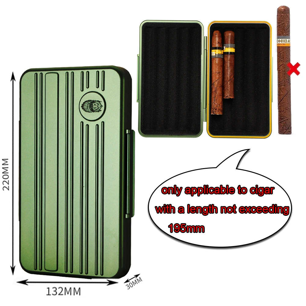 LUBINSKI Humidor Metal Travel Luxury Cigar Case Portable Classic Cigar Humidor Box