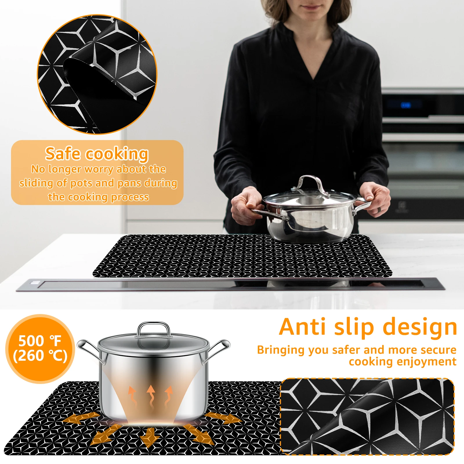 التعريفي كوكتوب حصيرة سيليكون التعريفي طباخ يغطي المطبخ كونترتوب غطاء التعريفي كوكتوب حامي اكسسوارات المطبخ #4