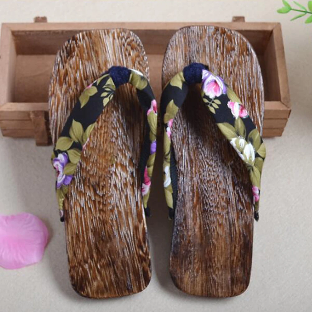 

Wooden Clog Shoes Toddler Girl Slippers Children Bamboo EcoFriendly Durable AntiSlip Traditional Print Fabric