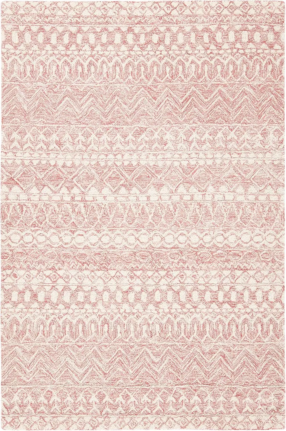 

Safavieh Micro-Loop Collection Accent Rug - 3' X 5', Pink & Ivory, Handmade Moroccan Boho Tribal Wool, Ideal For High Traffic