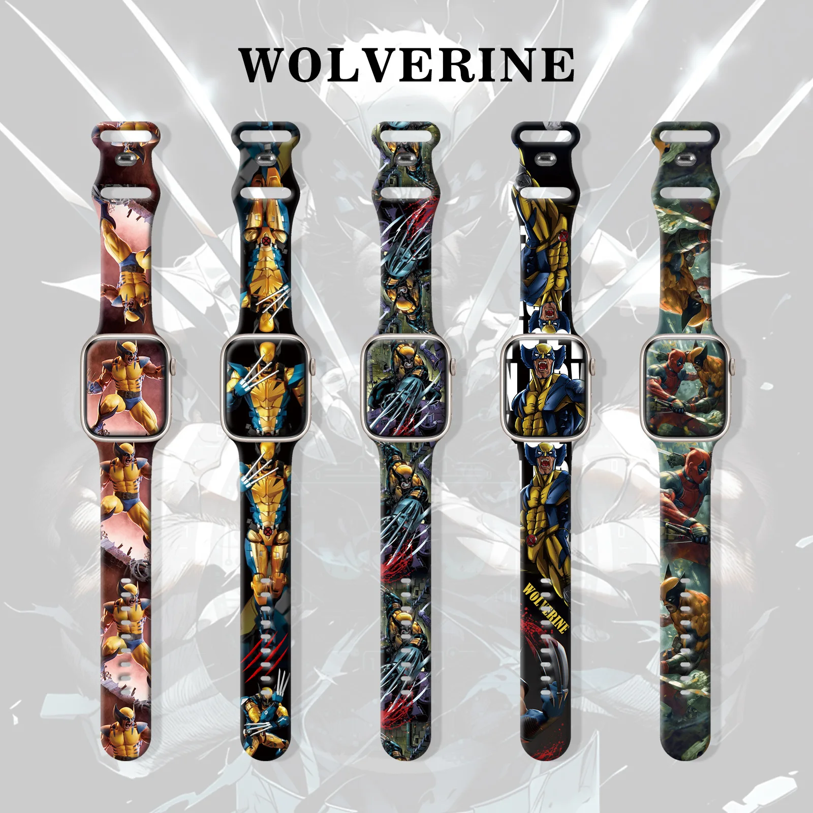 Deadpool & Wolverine Anime Silicone Watch Strap Apple Watch Band 49mm 44mm 40mm 38mm Iwatch Series 3 4 5 6 7 8 9 SE Bracelet