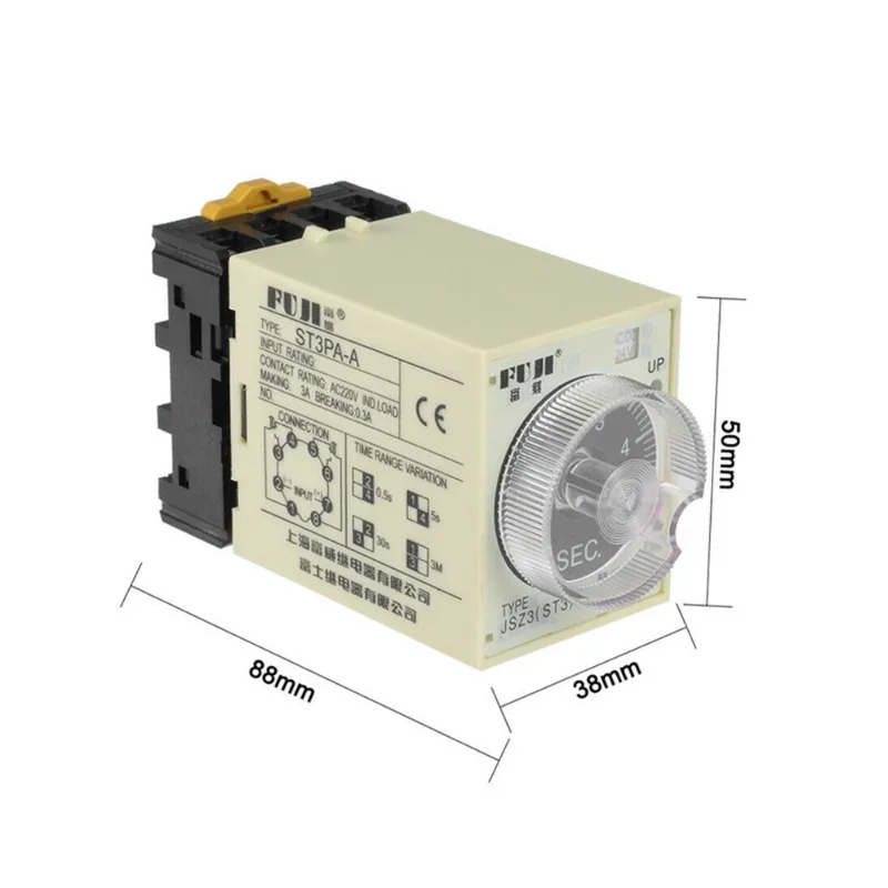 ST3PA series time relay / timer ST3P A-A/B/C/D/E/F/G (AC 220V 110V DC 24V 12V alternative) Power on time delay With Base Socket