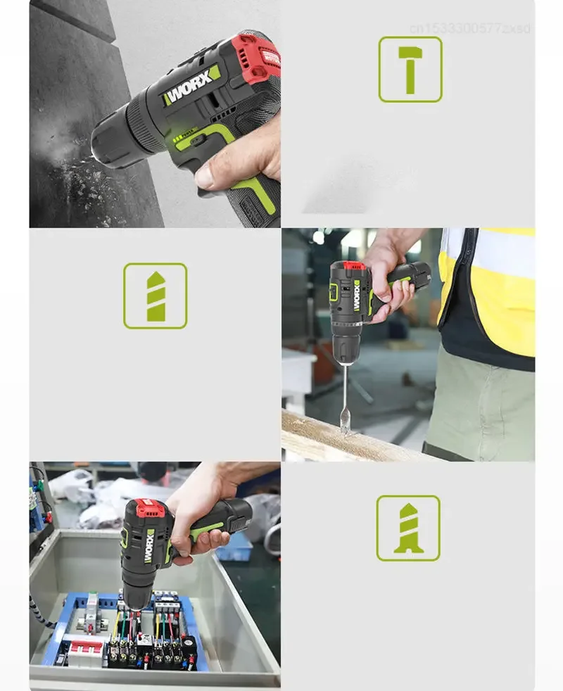 Xiaomi WORX Electric Drill WU131 Impact Drill Household Electric Screwdrive Rechargeable 3 in 1 Repair Tools for Makita Battery