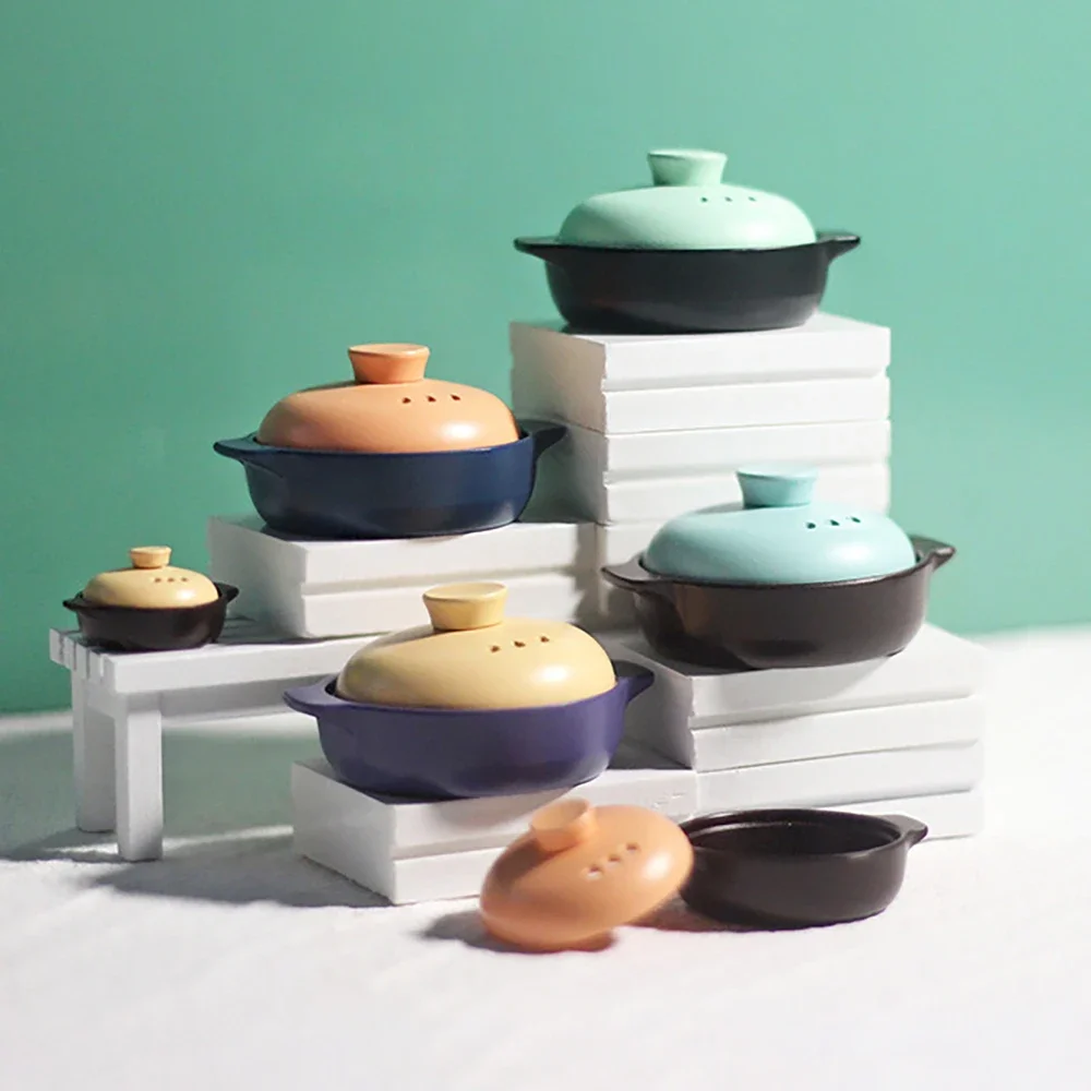 1Pcs 1/12 Dollhouse Accessories Miniatures Metal Soup Pot Mini Stew Pot Kitchen Utensils Model Doll House Decoration OB11