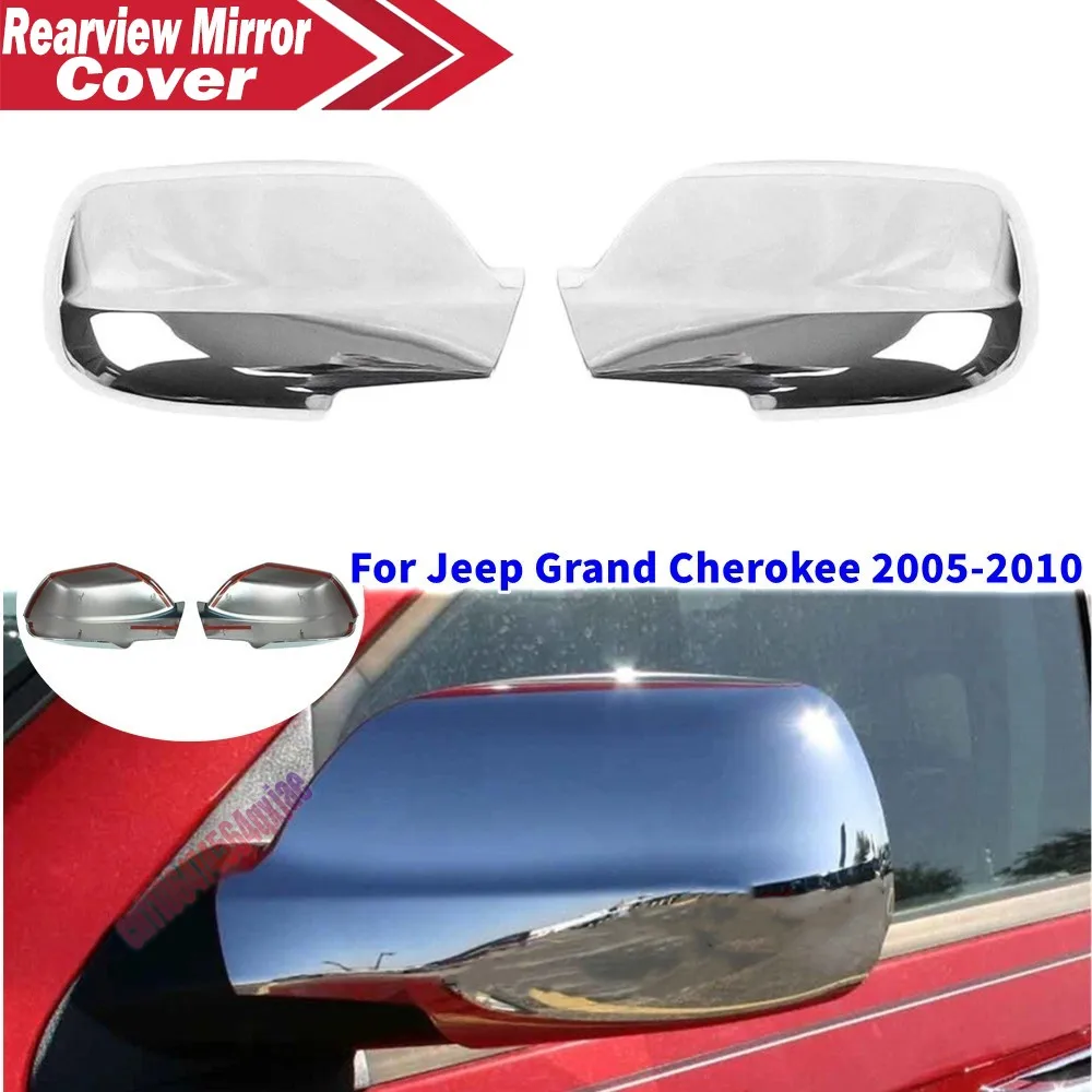 For Jeep Grand Cherokee 2005-2010 ABS Car Rearview Side Mirror Cover Wing Cap Exterior Door Trim Adhesive Sticker