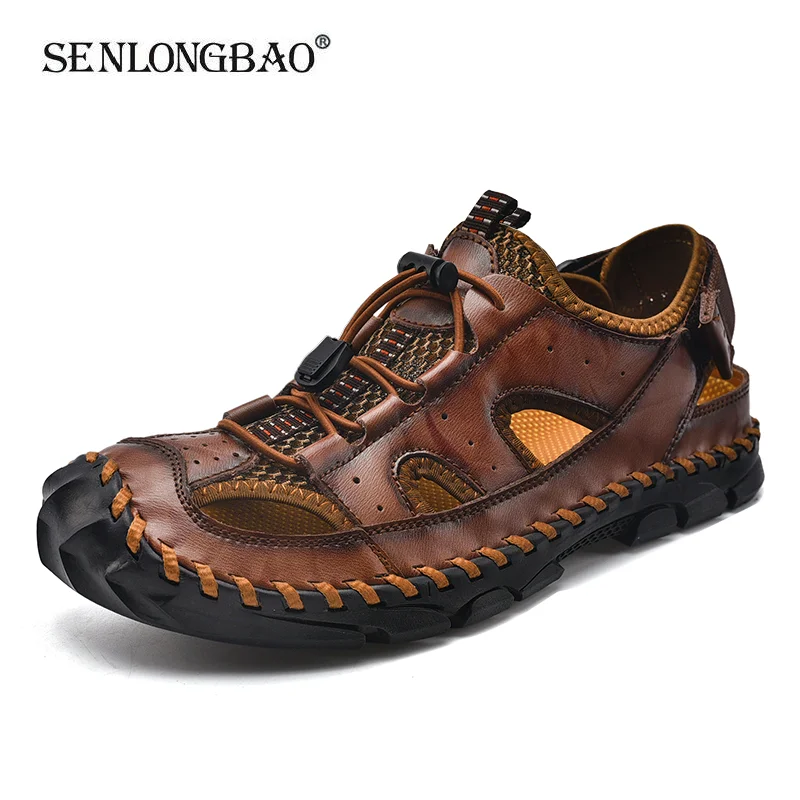 New Casual Men Soft Sandals Comfortable Men Summer Genuine Leather Beach Sandals Men\'s Roman Outdoor Sneakers Plus Size Sandals