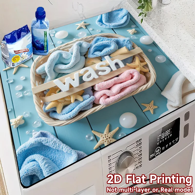 

1pc Washing Machine Mat with Vibrant & "Wash" Design, 2D Flat Printing Mat for Laundry Room, Kitchen, Office, Living Room
