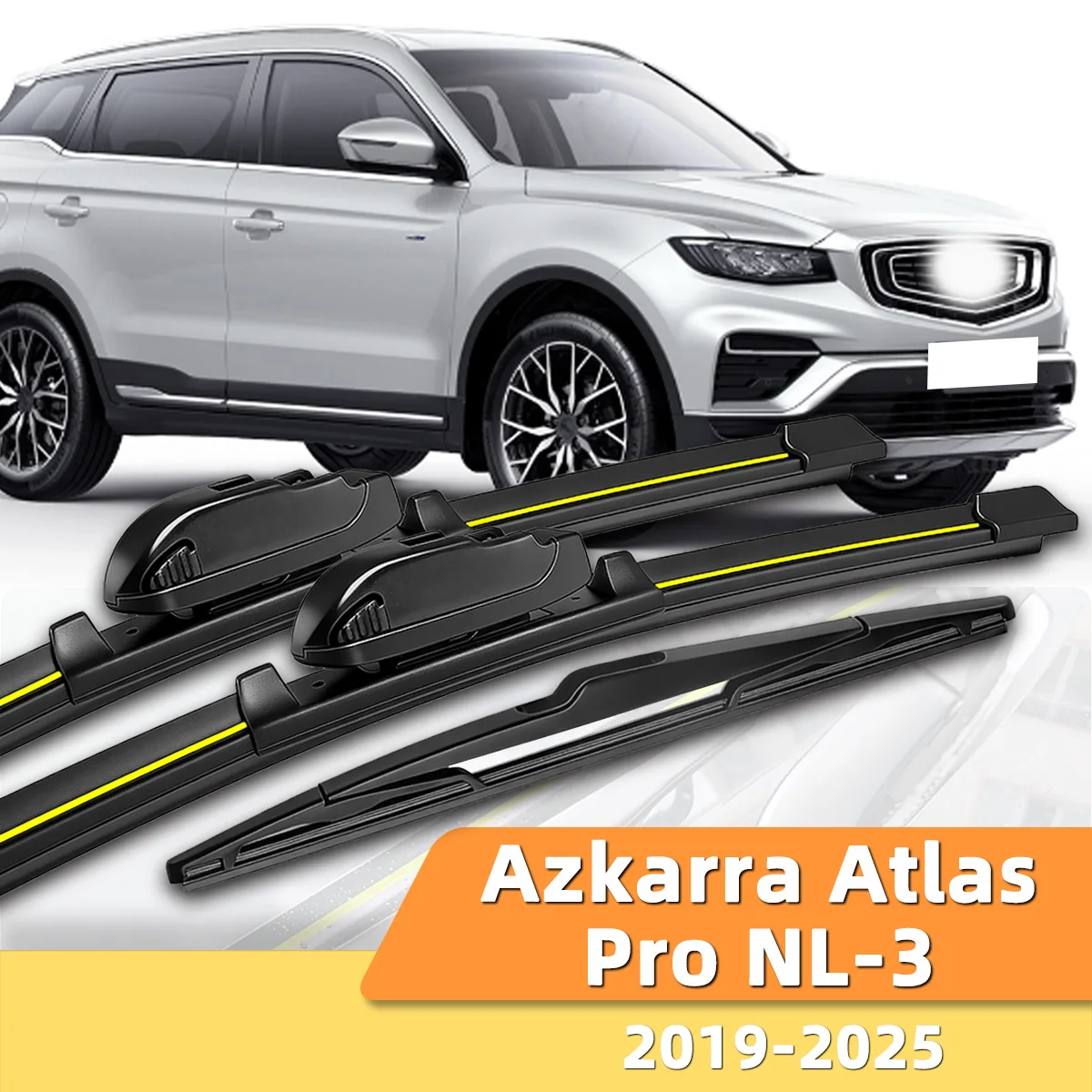 3 Stück Front- und Heckscheibenwischer, geeignet für Geely Azkarra Atlas Pro NL-3 2019–2025, Kfz-Windschutzscheiben-Zubehör 2022