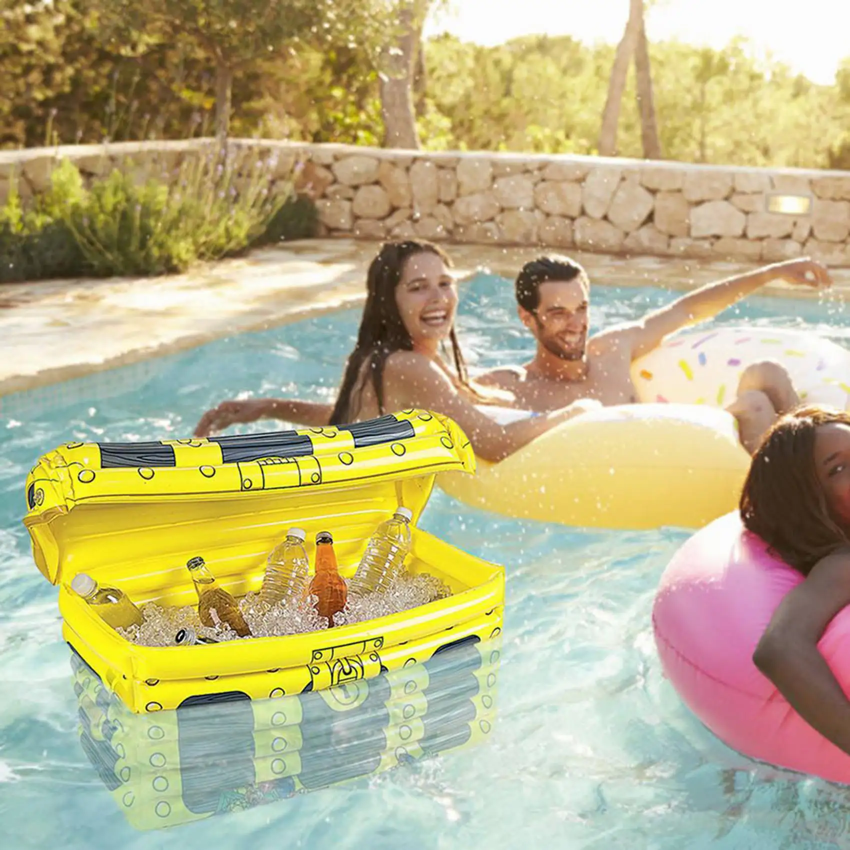 A98E-Indoor Outdoor Inflatable Ice Container PVC Beverage Cooler Treasure Box Multi-Purpose Bar Drinks Cool Leisure Supplies