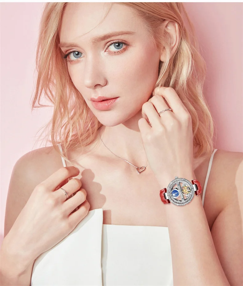 Women Automatic Mechanical Watch Top Brand Luxury Leather Waterproof Watches Ladies Skeleton Tourbillon Clock reloj mujer New Sb072889141c849a0861e78fb1c1c23599