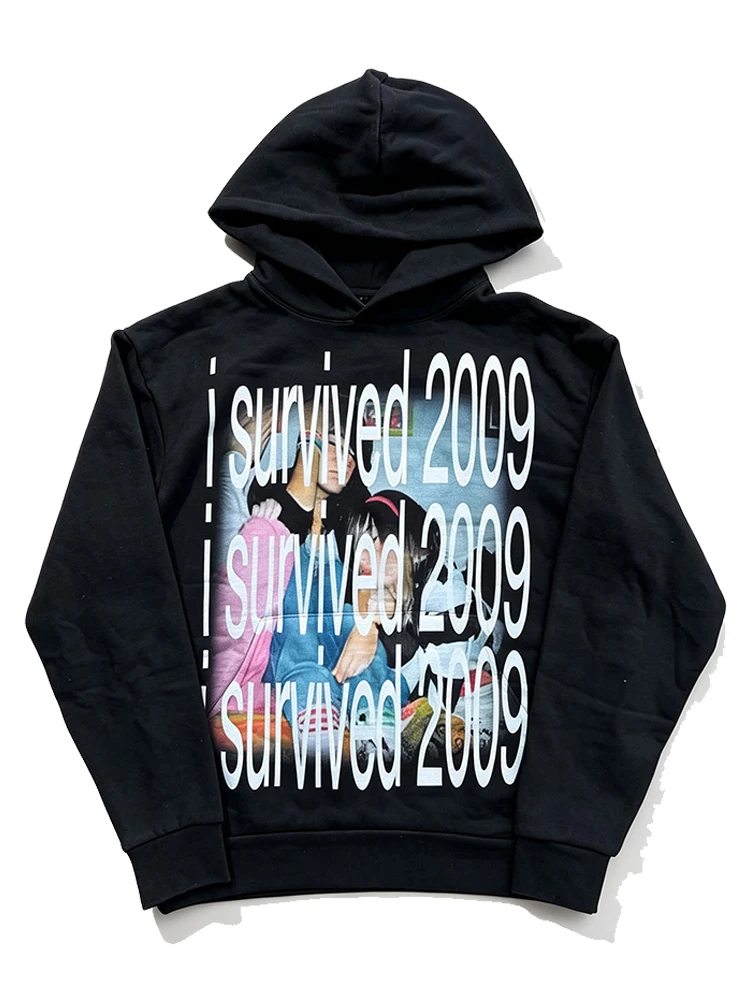 Gothic Hip-Hop Loose Sweatshirt Trend Portrait Letter Print Hoodie Pullover Sweater for Autumn Winter American Style Foreign Tra