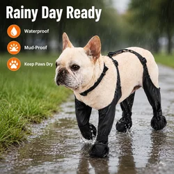 1set Pet Rain Shoes Dog Rain Boots Waterproof Dog Boots Small Puppy Medium Large Dogs Pet Booties Anti-Slip Dog Shoes Rain Snow