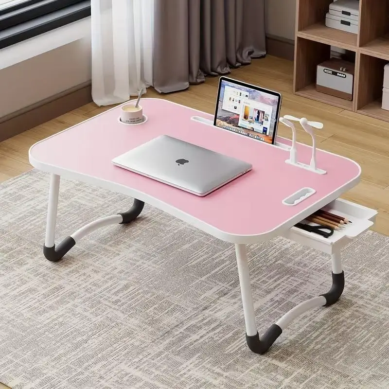 Oversized Laptop Bed Desk, Portable Foldable Laptop Table, Computer Desk Tray Table with 4 USB Ports, Storage Drawer and Cup Holder, for Bed/Couch Working Reading Writing Student Learning Desk