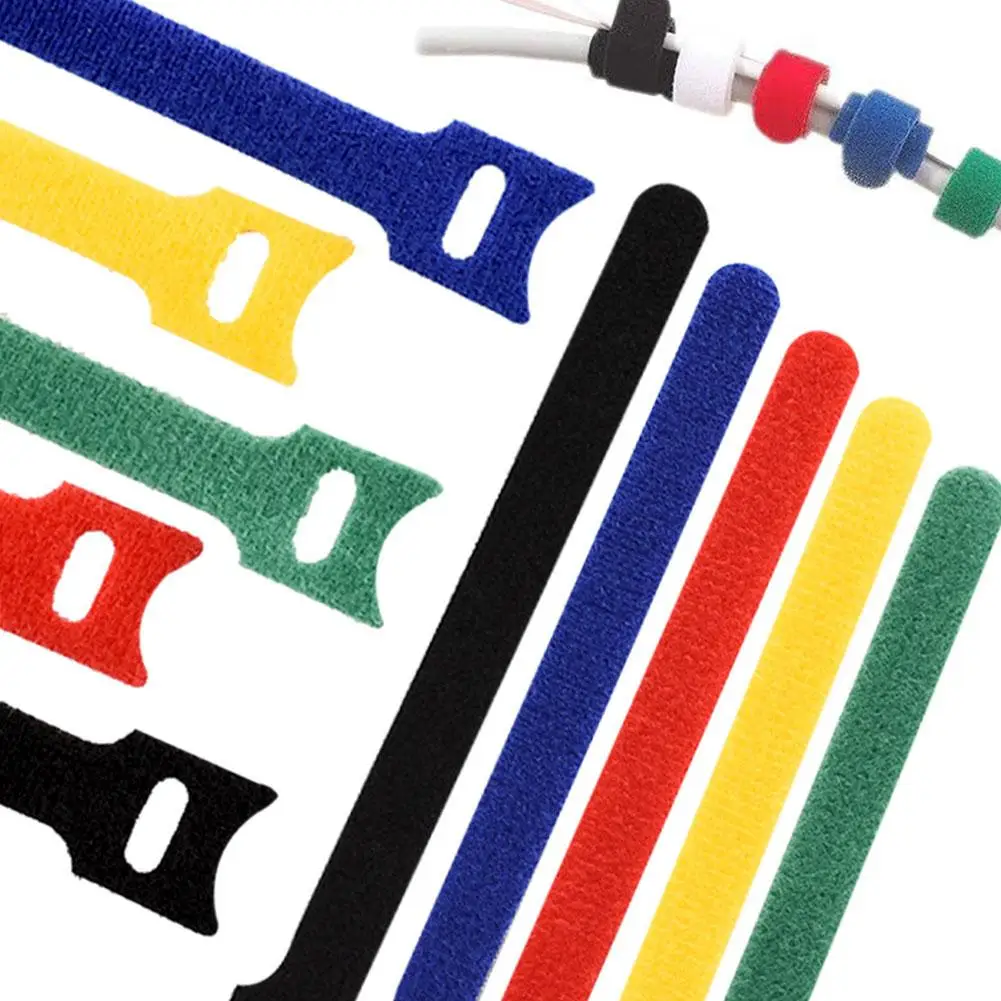 56pcs Reusable Nylon Cable Ties Hook Loop Straps Wire Organizer  Self-Locking Plastic Wire Wrap Straps Bundle Organizer