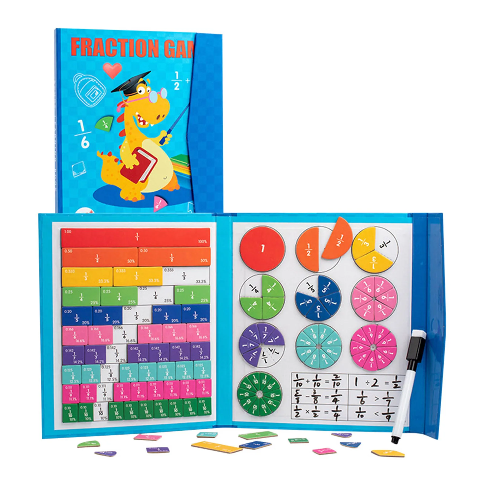 Magnetic Math Master Set Fraction Educational Puzzle for Kids Adding Subtracting