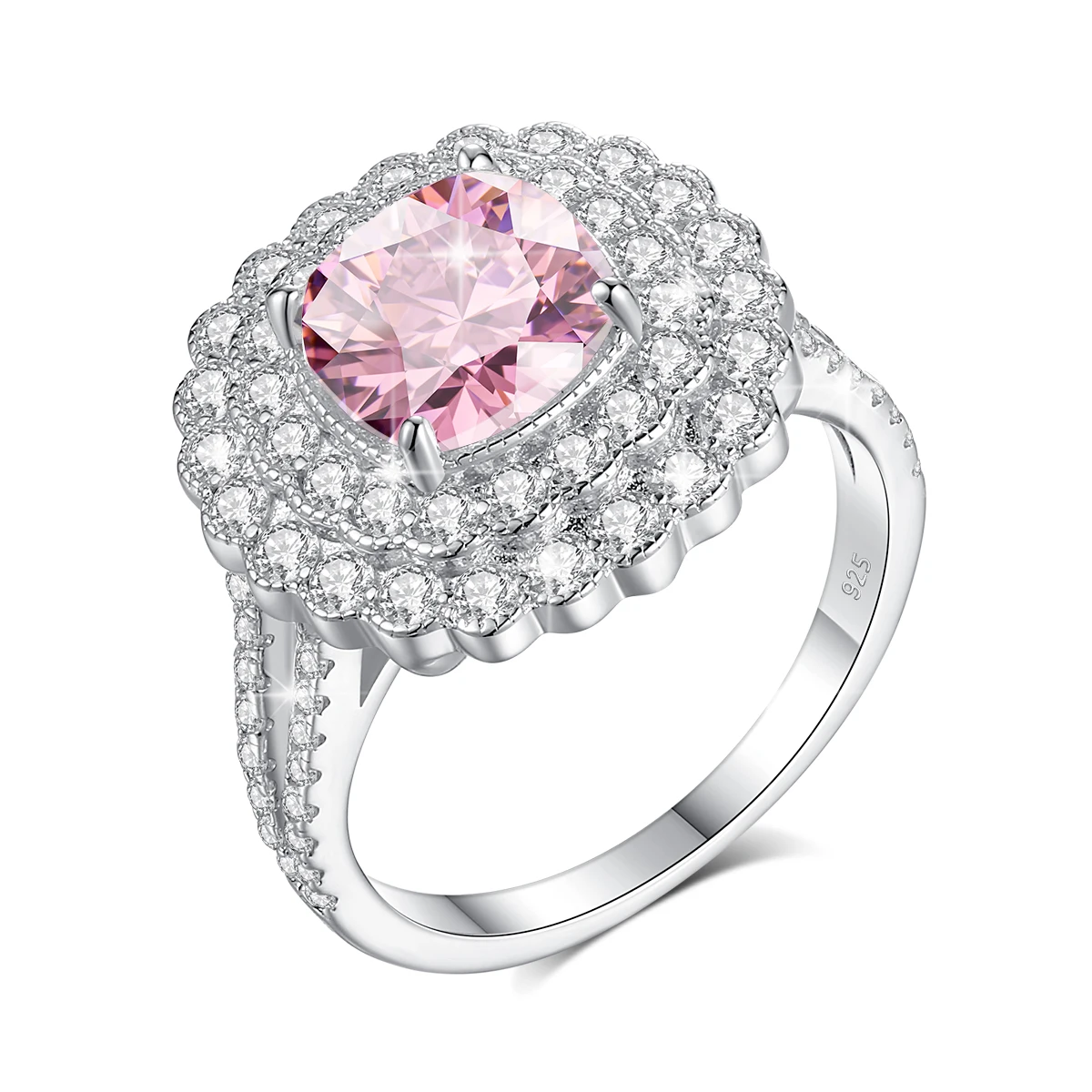 Große Moissanit-Diamantringe für Frauen, 925 Sterling Silber Halo-Ehering, Edle Schmuckverpackung mit GRA-Zertifikat – Detail 15