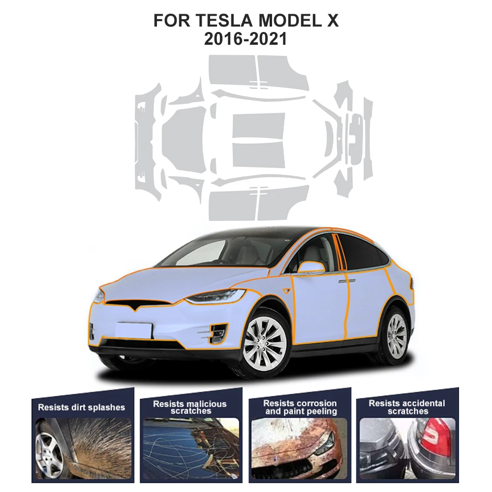 

8.5MIL TPU Glossy Matte Car Paint Protection Film for Tesla Model X 2016 2017 2018 2019 2020 2021 PPF Pre-Cut Clear Bra Kit