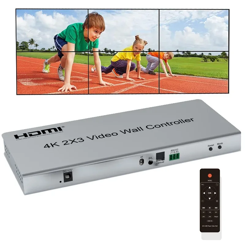 

4K настенный видеоконтроллер 2x3 HDMI TV настенный процессор 2x3 2x2 3x2 6 экранный видеопроцессор со строчкой