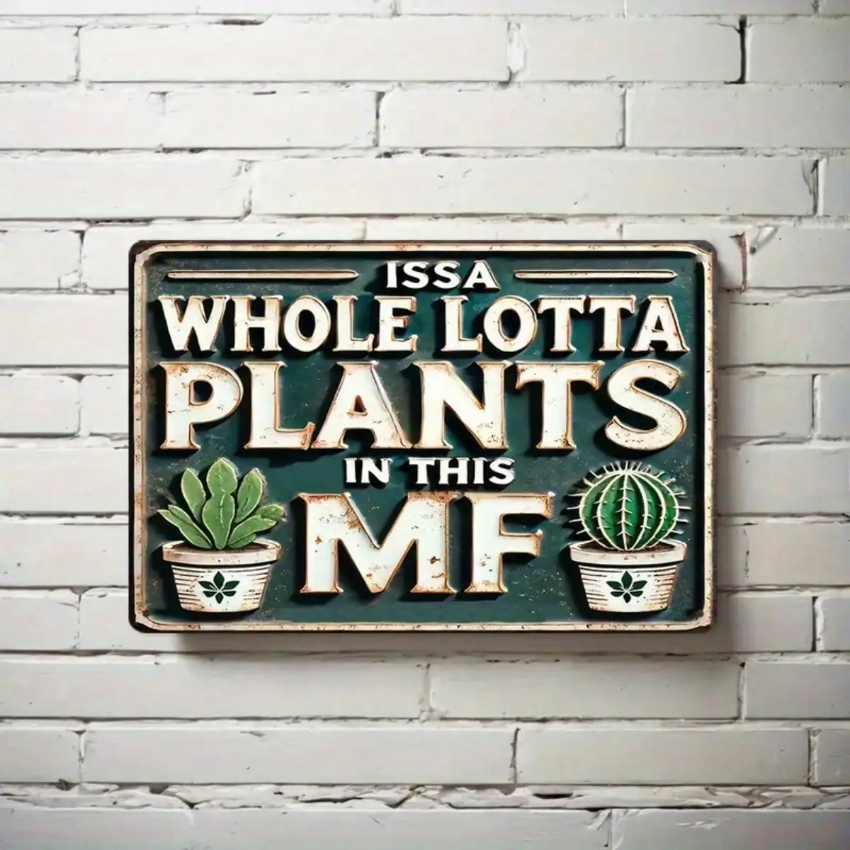 قطعة واحدة من نباتات القصدير Issa Hole Lotta - ديكور المنزل/الحديقة، لوحة فنية جدارية معدنية من الألومنيوم، 8 × 12 بوصة