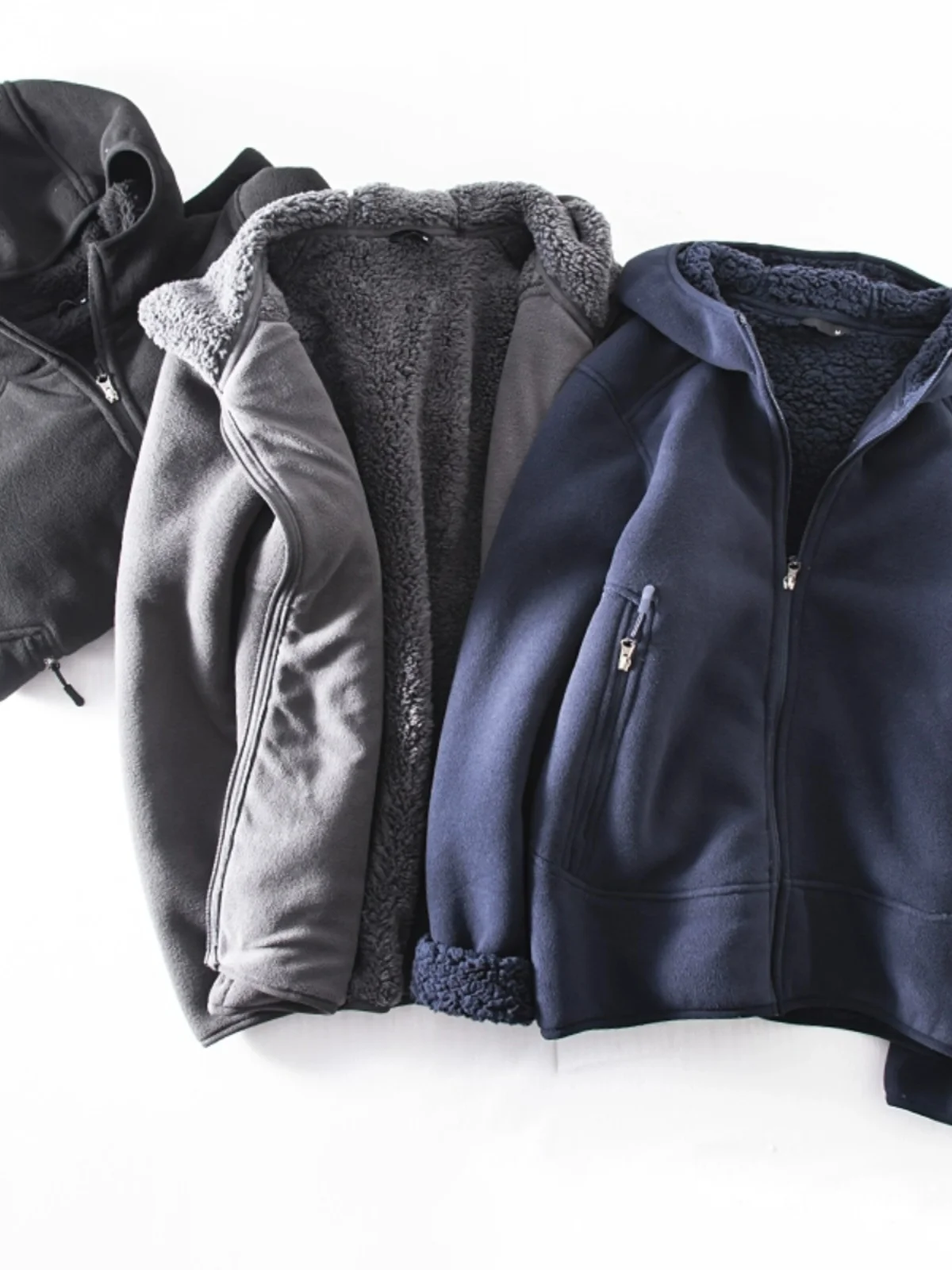 

Warm Fce Lined Hooded Jaet Thiened Double Layer Cosite Faion Urban Winter Coat Long Sve Loose Fit Men's Jaet