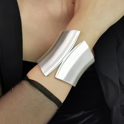 Punk Exaggerate Geometric Cuff Bracelets For Women Matte Silver Color Charm Bracelet & Bangle Vintage Party Fashion Jewelry