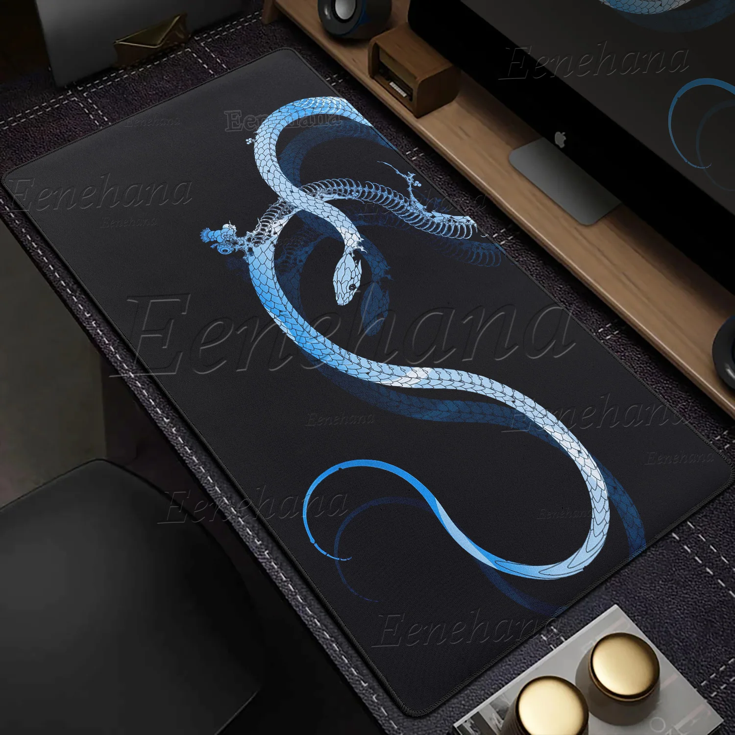 Aesthetics Large Bohemian Snake Mouse Pad Rubber Washable Anti-Slip Lock-Edge Tablemat PC Home Gamers Computer Keyboard Playmat