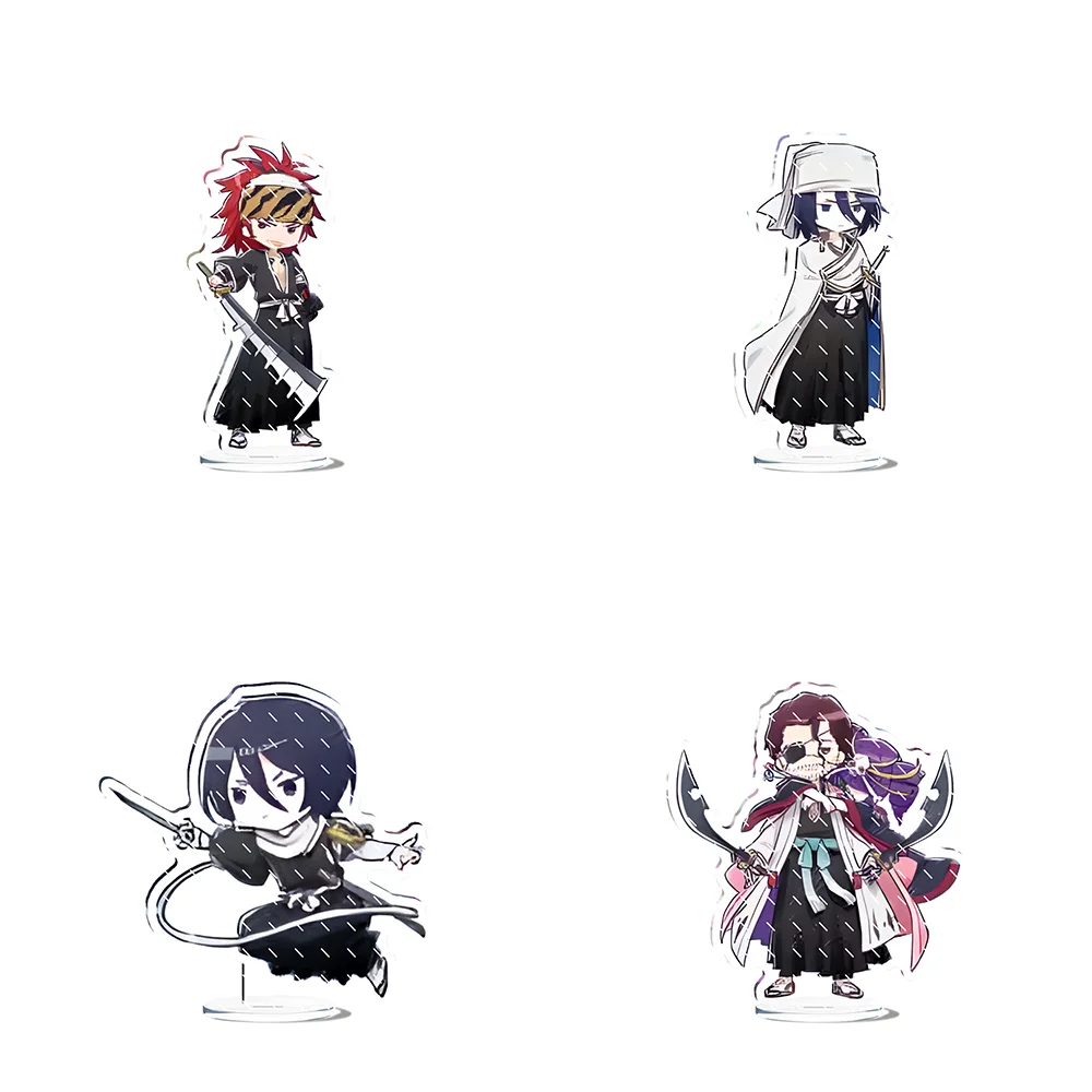 Anime BLEACH 10cm Acrylic Stand Keychain Renji Abarai Rukia Kuchiki Accessories Decor Gifts Tabletop Decorations