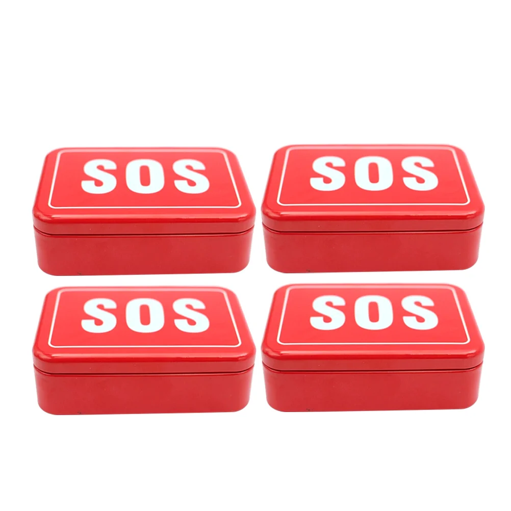 4 Pcs Outdoor Tool and Equipment Box Toolbox Small Tools Boxes Container Travel Organizer Case Tinplate