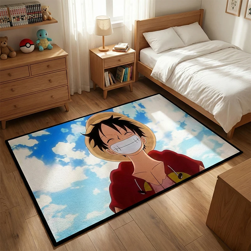 

Коврик для игровой комнаты с изображением Луффи из аниме One Piece, нескользящий напольный коврик, прямоугольный мягкий ковер для спальни и гостиной, подарок для мальчиков